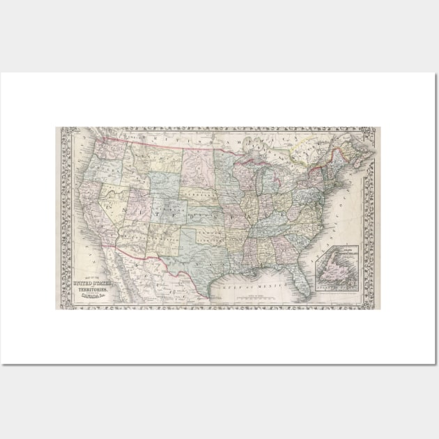 Vintage USA Map Wall Art by crazycanonmom